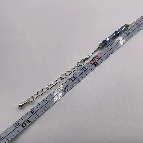 #120 silver tone blue crystals bracelet/anklelet 8”-10” - Picture 5 of 5